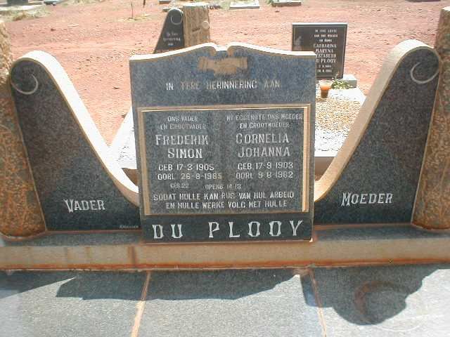 PLOOY Frederik Simon, du 1905-1985 &amp; Cornelia Johanna 1903-1962