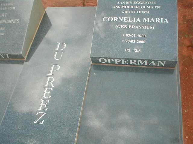 PREEZ Cornelia Maria, du nee OPPERMAN born ERASMUS