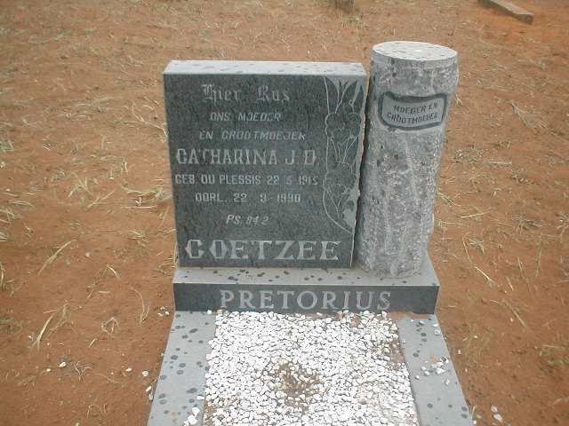 PRETORIUS Catharina J.D. 1918-1990 nee COETZEE born DU PLESSIS