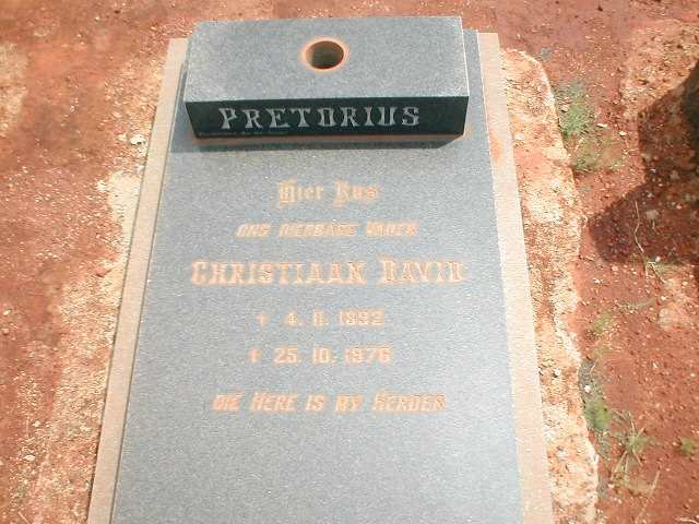 PRETORIUS Christiaan David 1892-1976