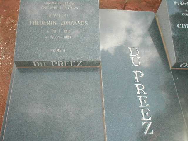 PREEZ Ewert Frederik Johannes, du 1915-1989