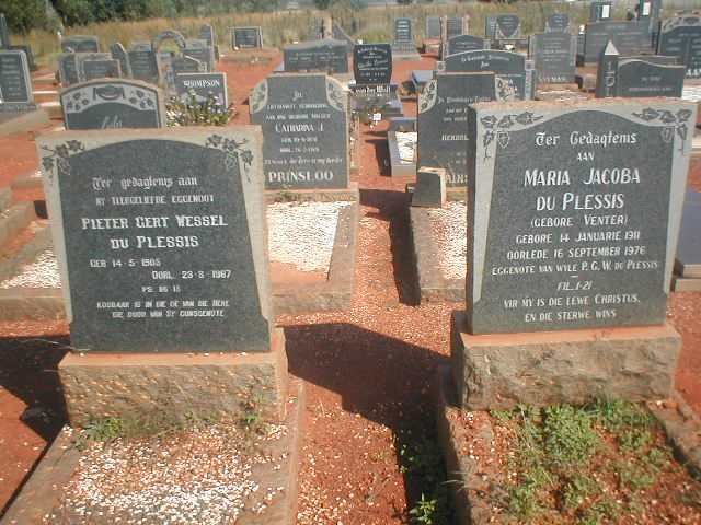 PLESSIS Pieter Gert Wessel, du 1905-1967 &amp; Maria Jacoba VENTER 1911-1976