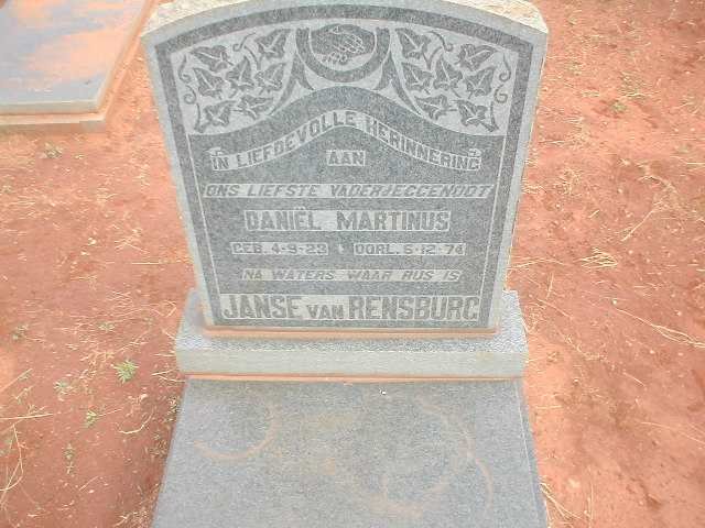 RENSBURG Daniel Marthinus, Janse van 1923-1974