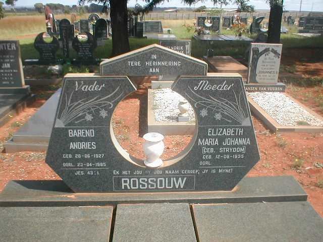 ROSSOUW Barend Andries 1927-1985 &amp; Elizabeth Maria Johanna STRYDOM 1935-