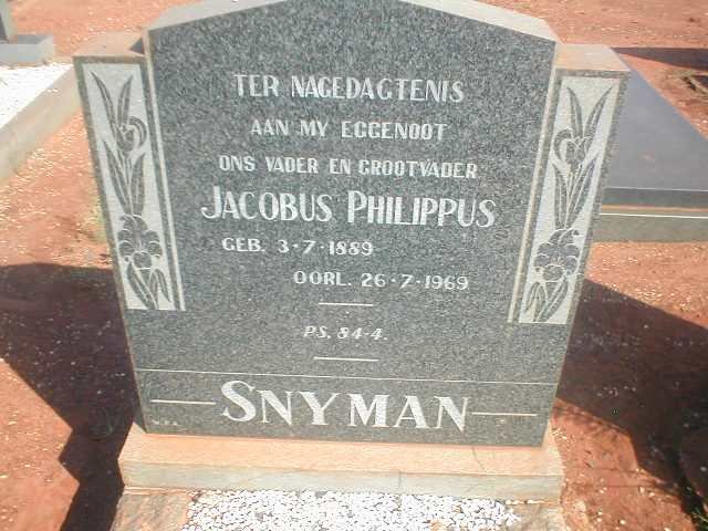SNYMAN Jacobus Philippus 1889-1969