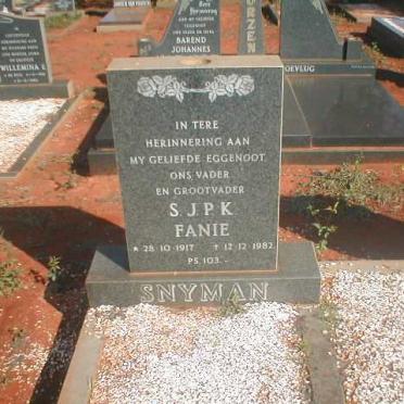 SNYMAN S.J.P.K. 1917-1982