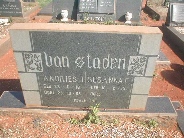 STADEN Andries J., van 1916-1965 &amp; Susanna C. 1915-