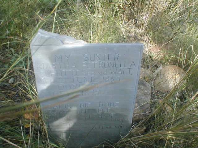SCHUTTE Martha Petronella nee V.D. WALT 1859-1875
