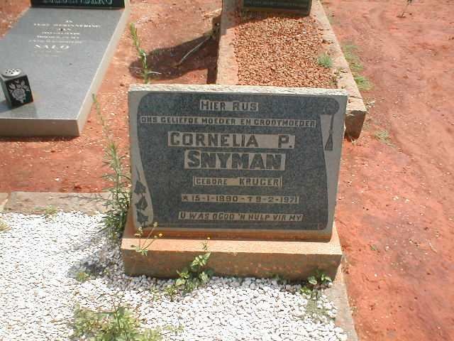 SNYMAN Cornelia P. nee KRUGER 1890-1971