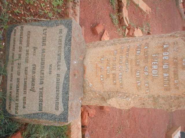 THERON Jacob Johannes 1878-1920 &amp; Lydia Magdalena ERASMUS 1884-1924