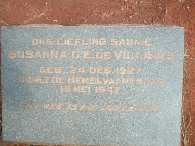 VILLIERS Susanna C.E., de 1927-1947