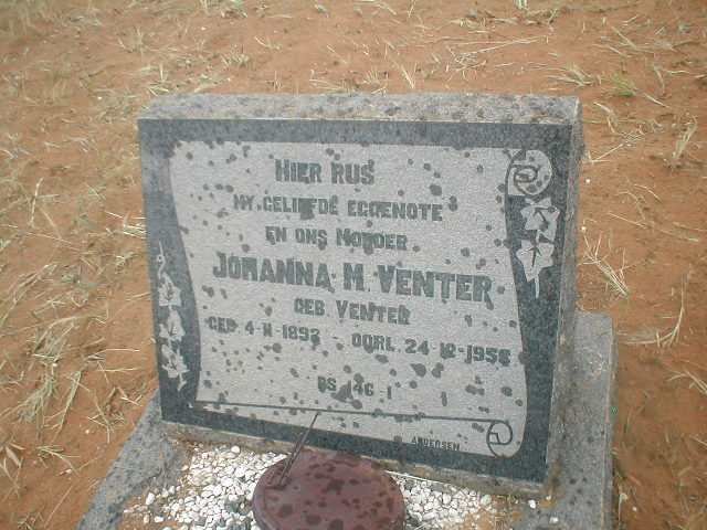 VENTER Johanna M. 1892-1958