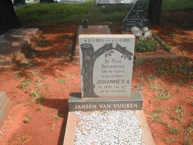VUUREN Johannes A., Jansen van 1954-1986