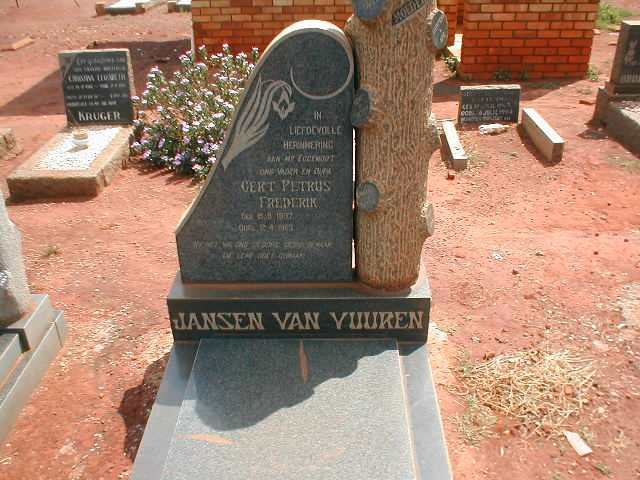 VUUREN Gert Petrus Frederik, Jansen Van 1887-19??