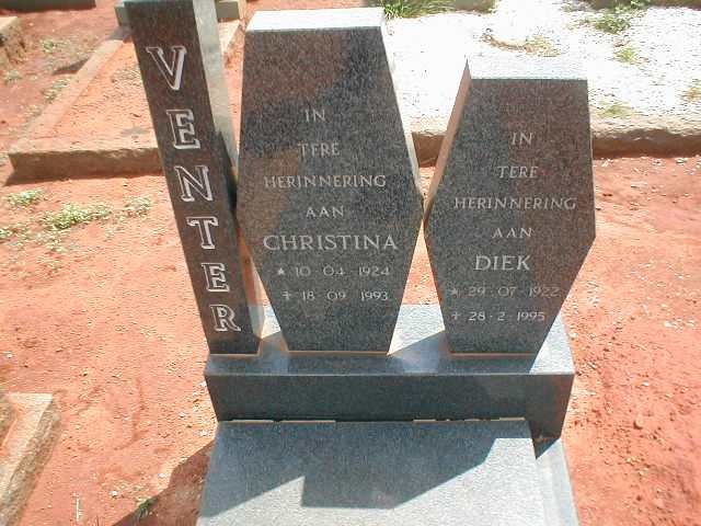 VENTER Diek 1922-1995 &amp; Christina 1924-1993