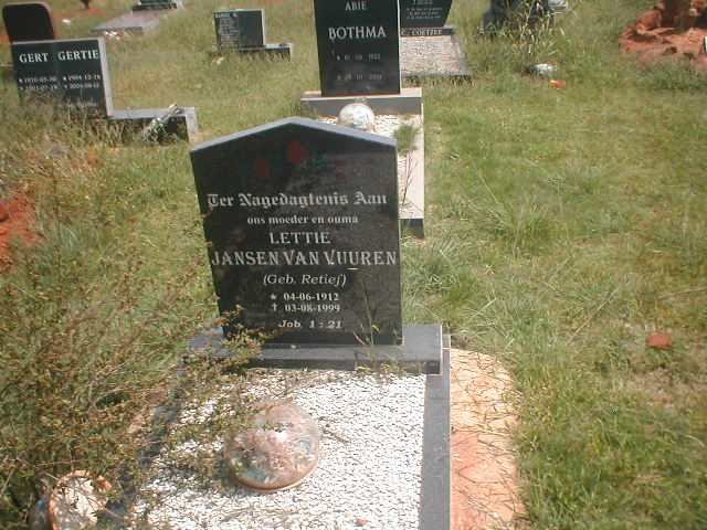 VUUREN Lettie, Jansen van nee RETIEF 1912-1999