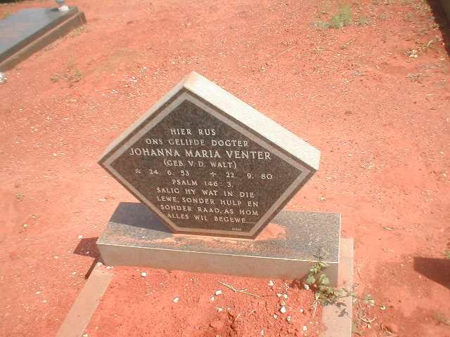 VENTER Johanna Maria geb. V.D. WALT 1953-1980