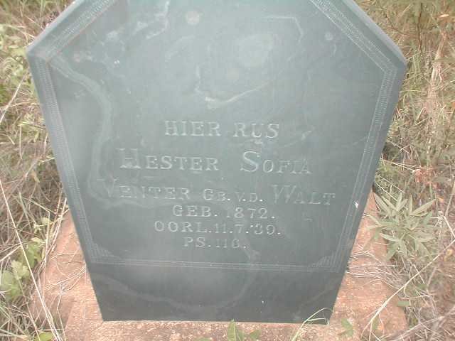 VENTER Hester Sofia nee V.D WALT 1872-1939
