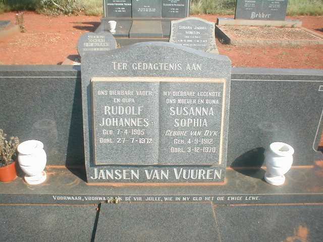 VUUREN Rudolf Johannes, Jansen van 1905-1972 &amp; Susanna Sophia VAN DYK 1912-1970