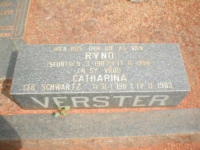 VERSTER Ryno 1907-1986 &amp; Catharina SCHWARTZ 1911-1983