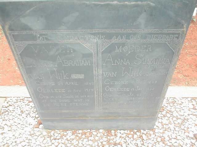 WIJK Lukas Abraham, van 1848-1934 &amp; Anna Susanna v.d. WALT 1853-1933
