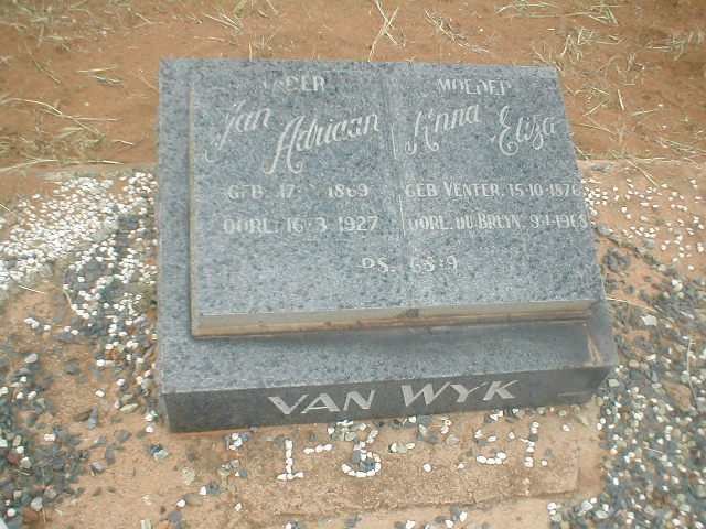 WYK Jan Adriaan, van 1869 - 1927 &amp; Anna Eliza 1876 - 1968