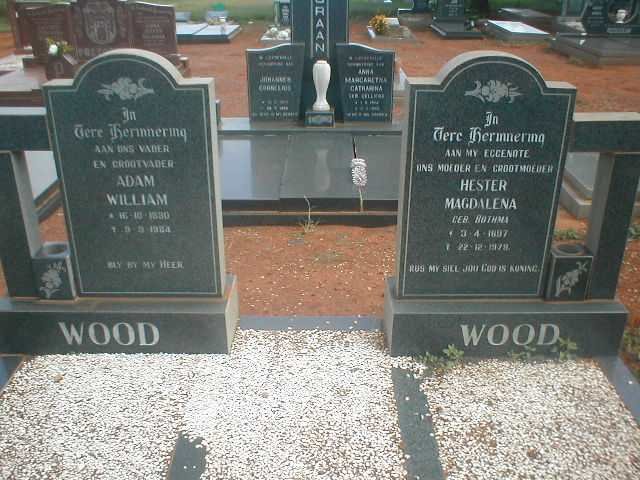 WOOD Adam William 1890-1984 &amp; Hester Magdalena BOTHMA 1897-1979