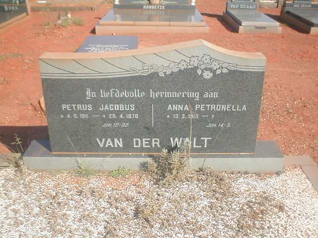 WALT Petrus Jacobus, van der 1911-1978 &amp; Anna Petronella 1913 -