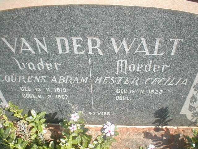 WALT Lourens Abram, van der 1919-1967 &amp; Hester Cecilia 1923-