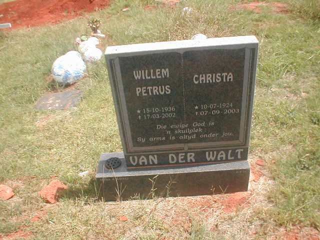 WALT Willem Petrus, van der 1936 - 2002 &amp; Christa 1924 - 2003