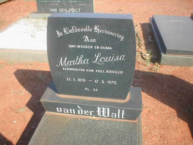 WALT Martha Louisa, van der 1891-1970