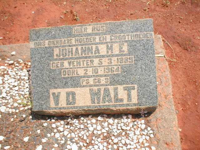 WALT Johanna M.E., v.d. nee VENTER  1889-1964