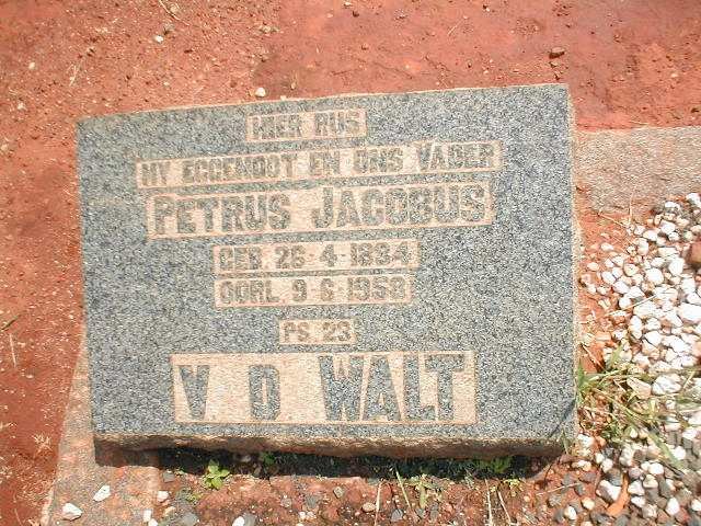 WALT Petrus Jacobus, v d 1884-1958