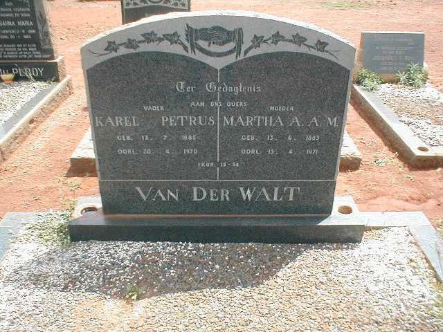 WALT Karel Petrus, van der 1865-1970 &amp; Martha A A M 1883-1971