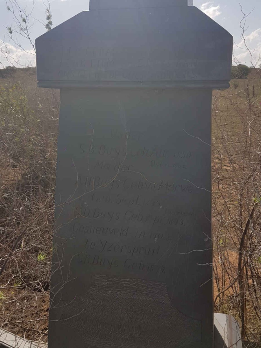 BUYS S.B. 1850-1903 &amp; A.H. V.D. MERWE 1855-18?? :: BUYS ?.D. 1875-1902 :: BUYS S.B. 1877-
