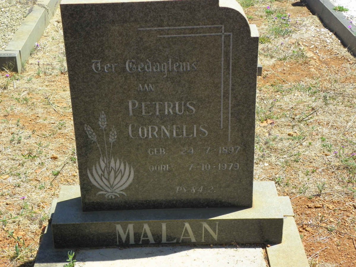 MALAN Petrus Cornelis 1897-1979
