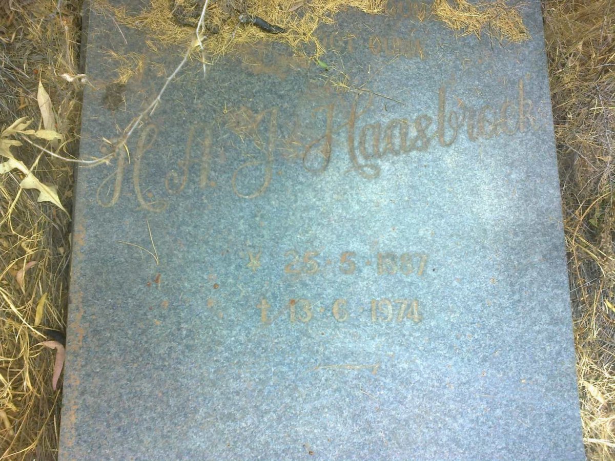 HAASBROEK H.A.J. 1887-1974