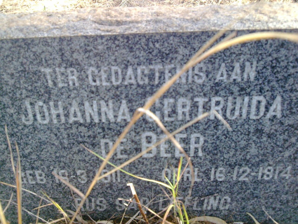 BEER Johanna Gertruida, de 1911-1914