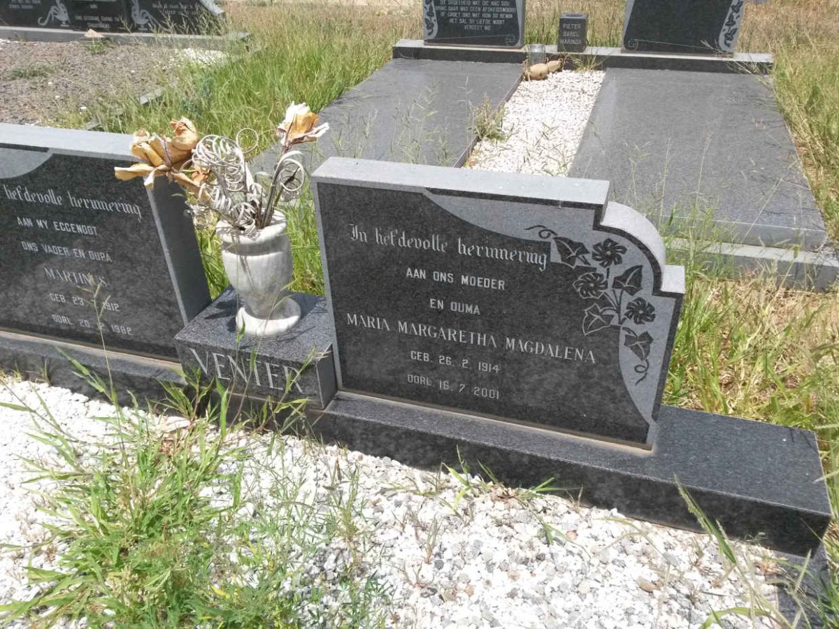VENTER Martinus 1912-1982 &amp; Maria Margaretha Magdalena 1914-2001
