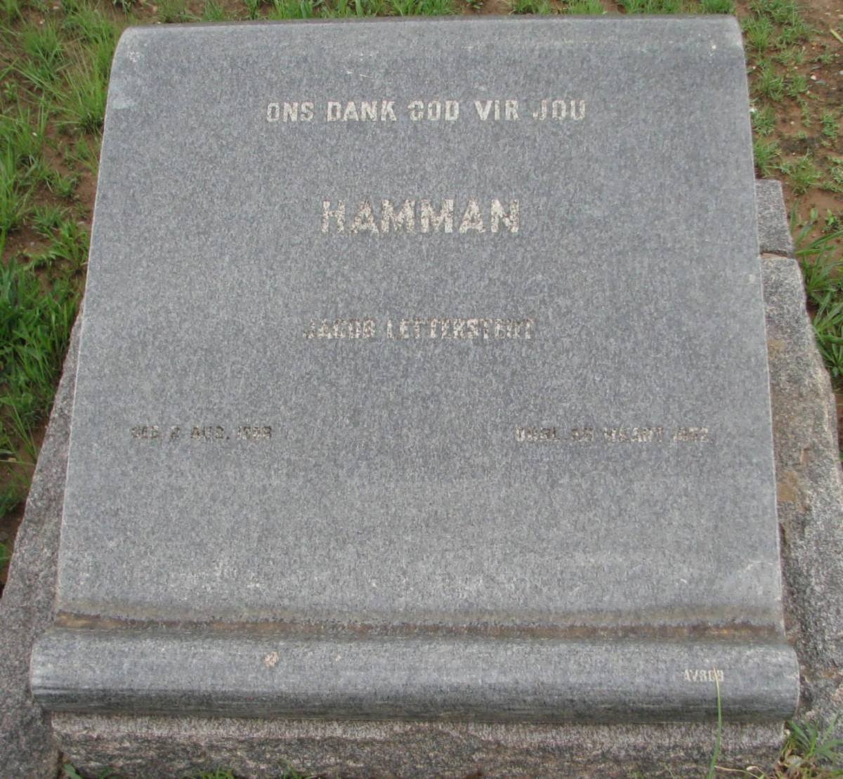 HAMMAN Jacob Letterstedt 1829-1872