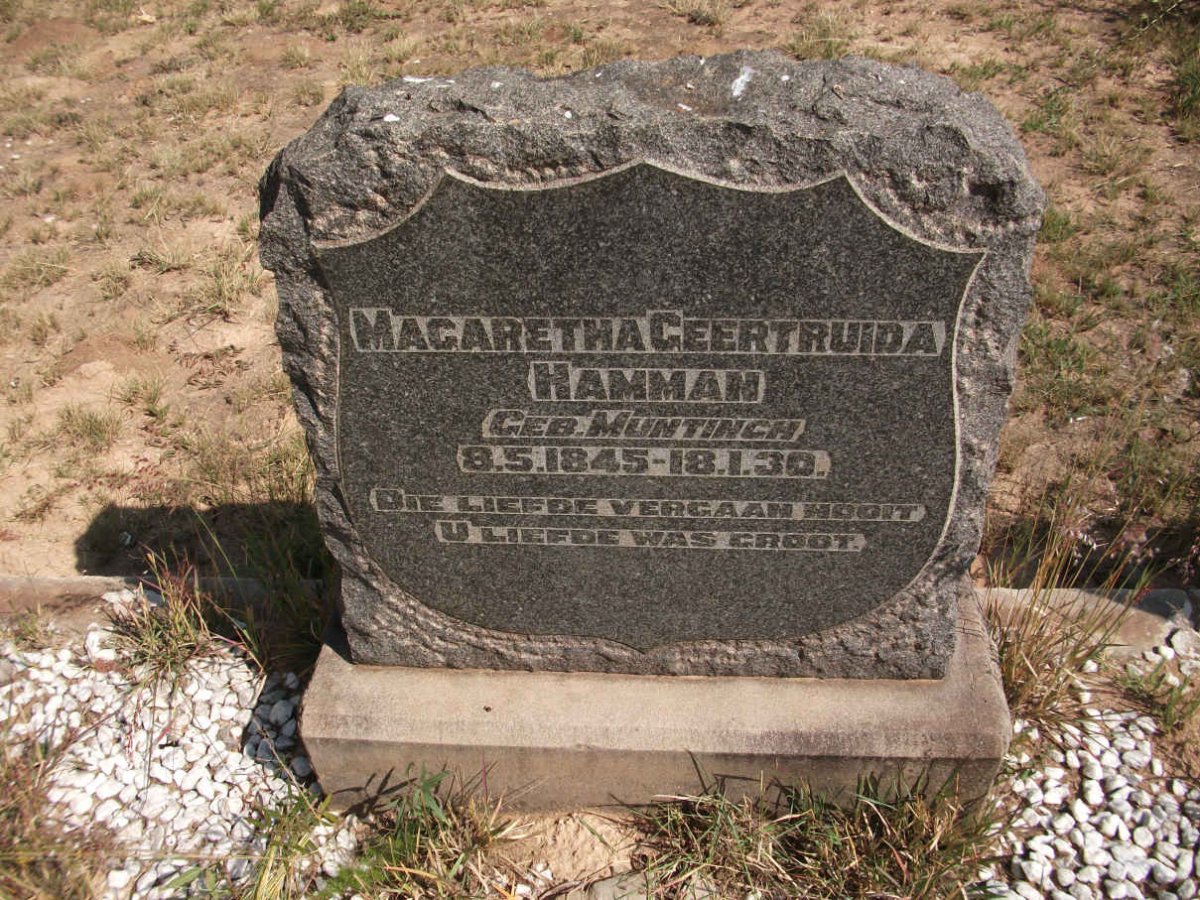 HAMMAN Magaretha Geertruida nee MUNTINGH 1845-1930