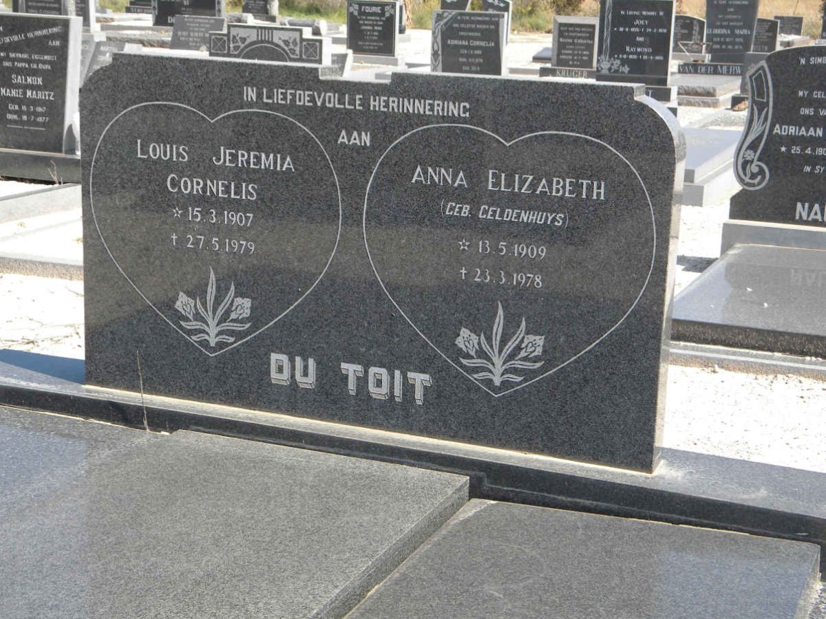 TOIT Louis Jeremia Cornelis 1907-1979 &amp; Anna Elizabeth GELDENHUYS 1909-1978