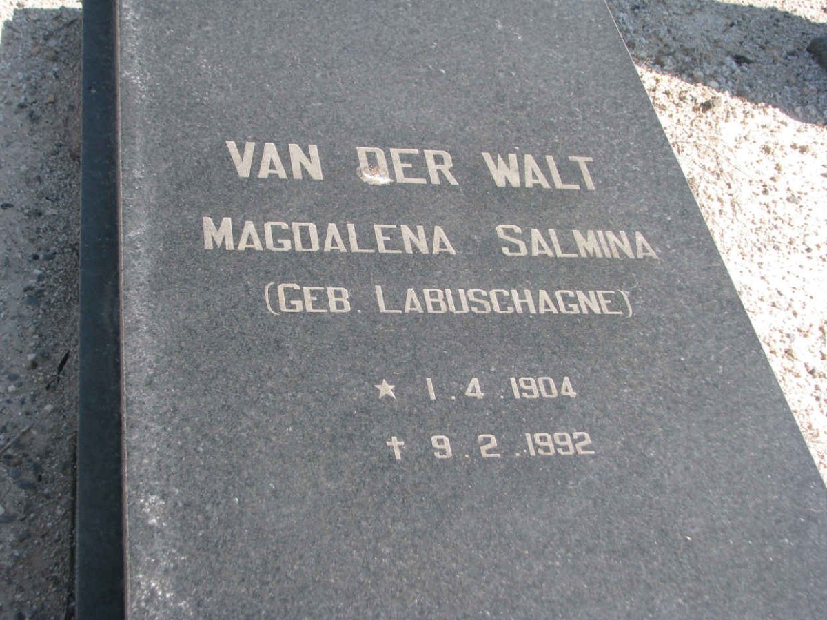 WALT Magdalena Salmina, van der nee LABUSCHAGNE 1904-1992
