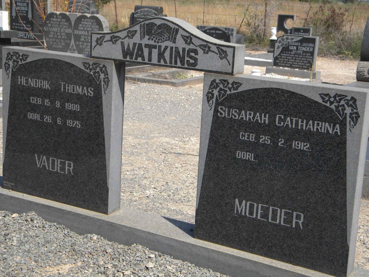 WATKINS Hendrik Thomas 1909-1975 &amp; Susarah Catharina 1912-