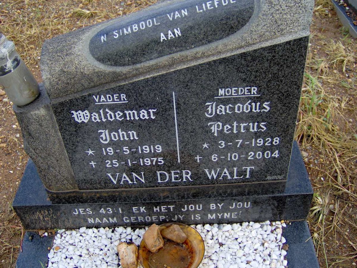 WALT Waldemar John, van der 1919-1975 &amp; Jacobus Petrus 1928-2004