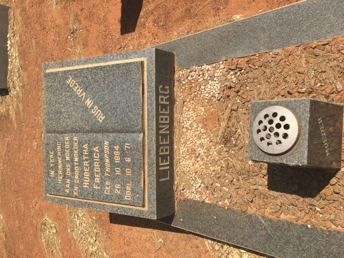 LIEBENBERG Hubertha Fredrica nee THOMPSON 1884-1971