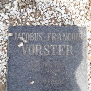 VORSTER Jacobus Francois 1935-200?
