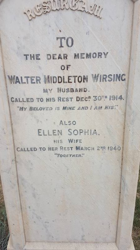 WIRSING Walter Middleton -1914 &amp; Ellen Sophia -1940