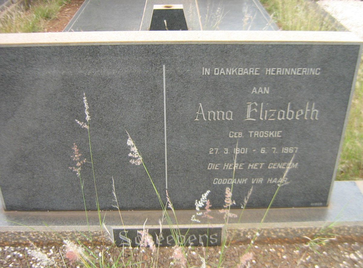 SCHEEPERS Anna Elizabeth nee TROSKIE 1901-1967