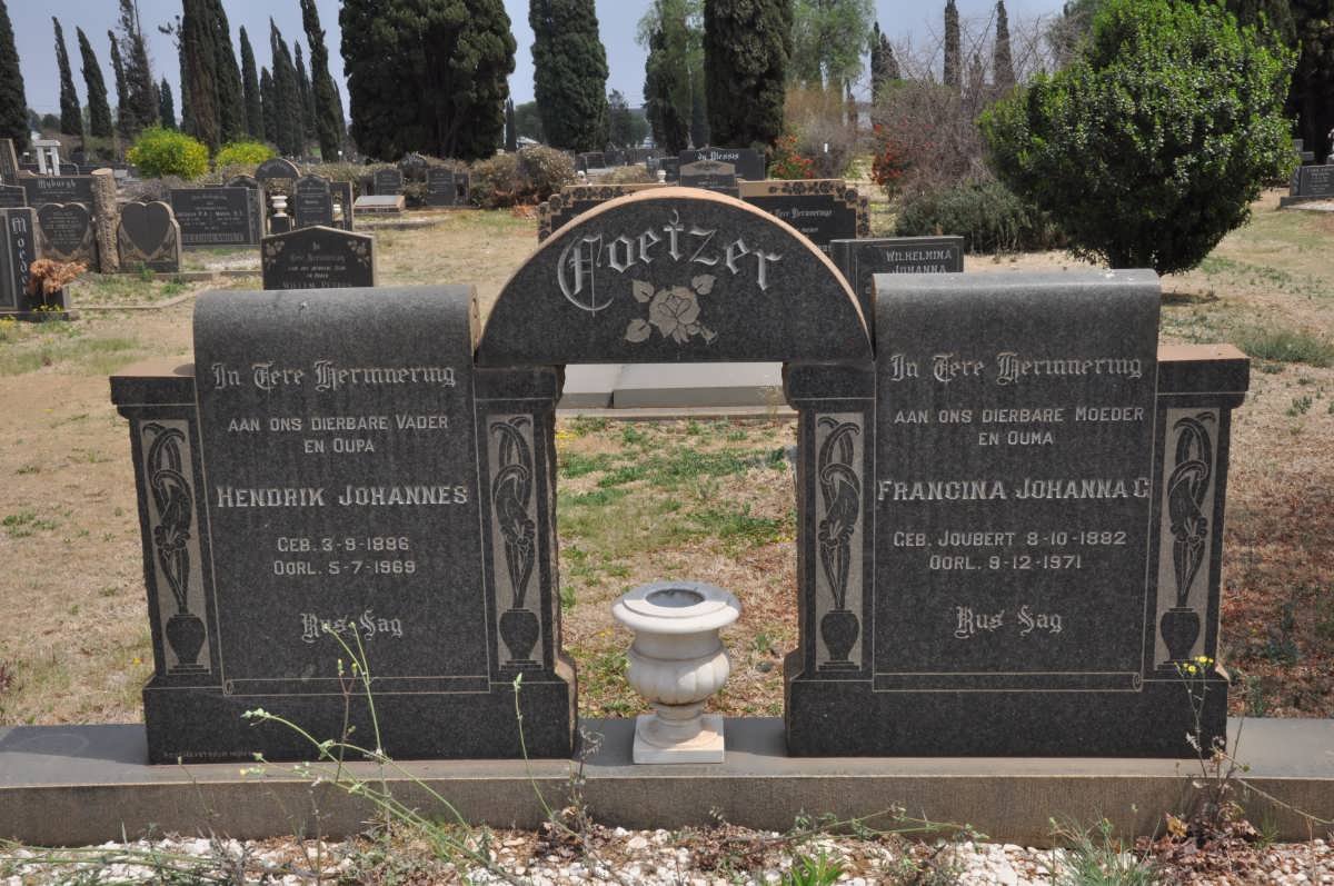 COETZER Hendrik Johannes 1886-1969 &amp; Francina Johanna C. JOUBERT 1882-1971